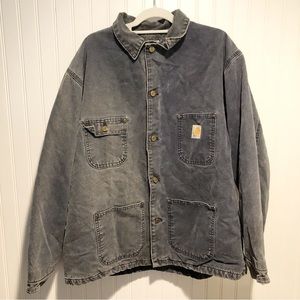 Carhartt Blue Chore Coat Wool Lining